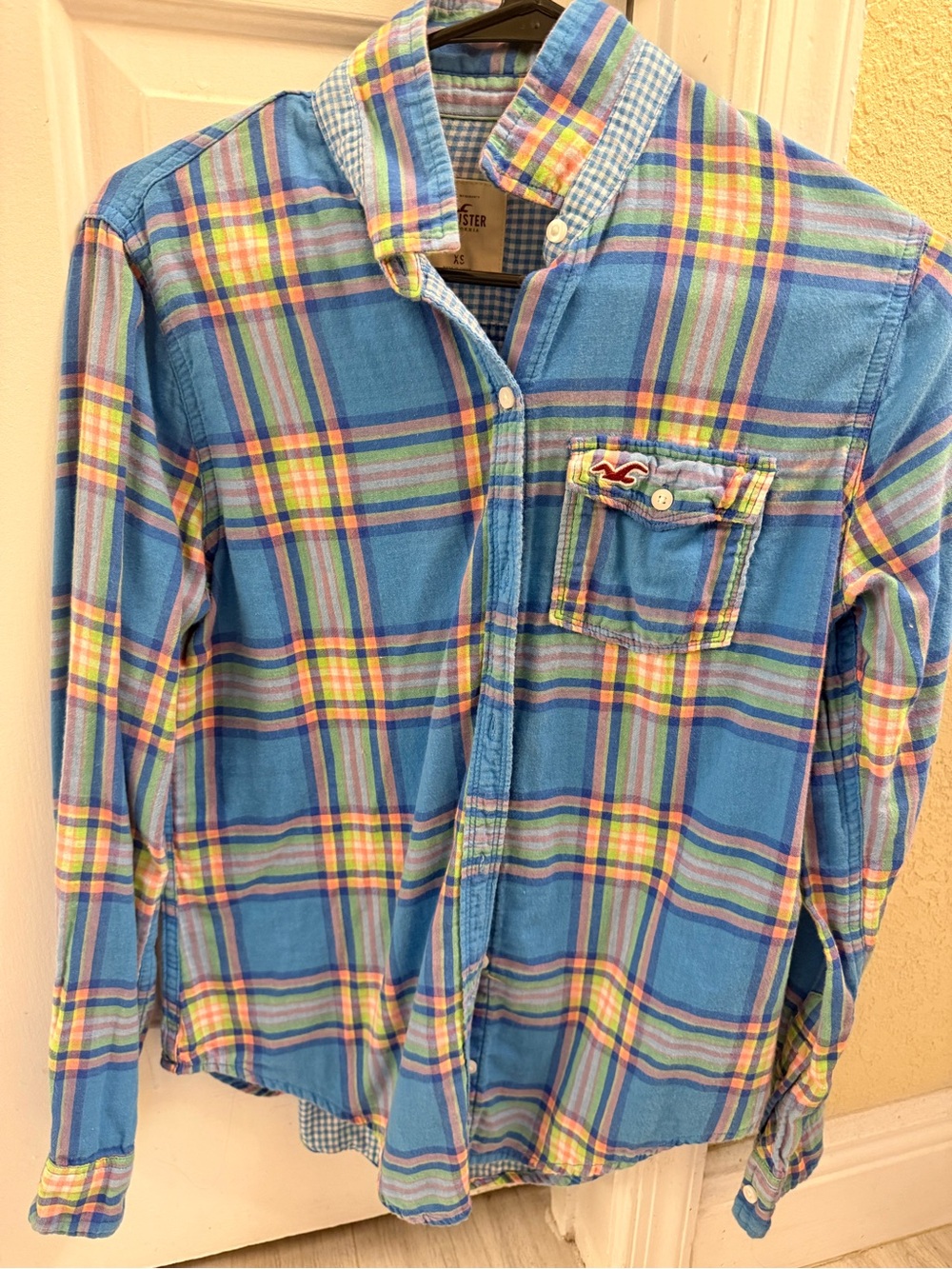 Hollister Light Blue Gingham Button Shirt